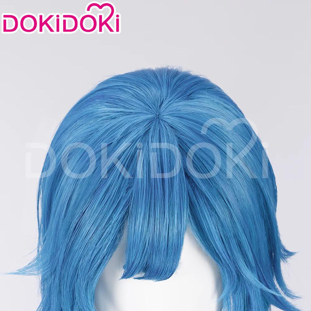 【Partially Ready For Ship】DokiDoki Anime Cosplay Wig / Necklace Short Blue Short / Pigtail / Double Bun Purple Highlights Hair  Kids Young Version - Image 5