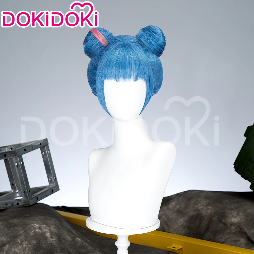 【Partially Ready For Ship】DokiDoki Anime Cosplay Wig / Necklace Short Blue Short / Pigtail / Double Bun Purple Highlights Hair  Kids Young Version - Image 7