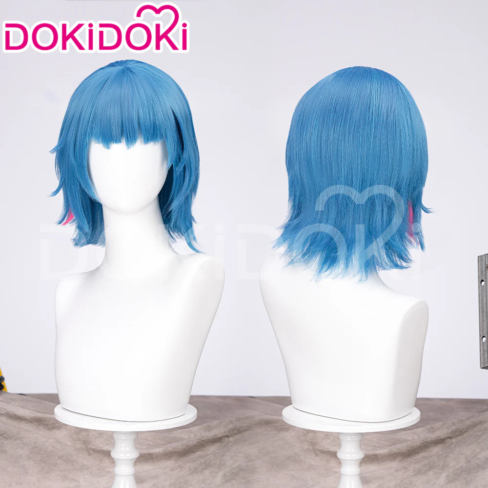 【Partially Ready For Ship】DokiDoki Anime Cosplay Wig / Necklace Short Blue Short / Pigtail / Double Bun Purple Highlights Hair  Kids Young Version - Image 8