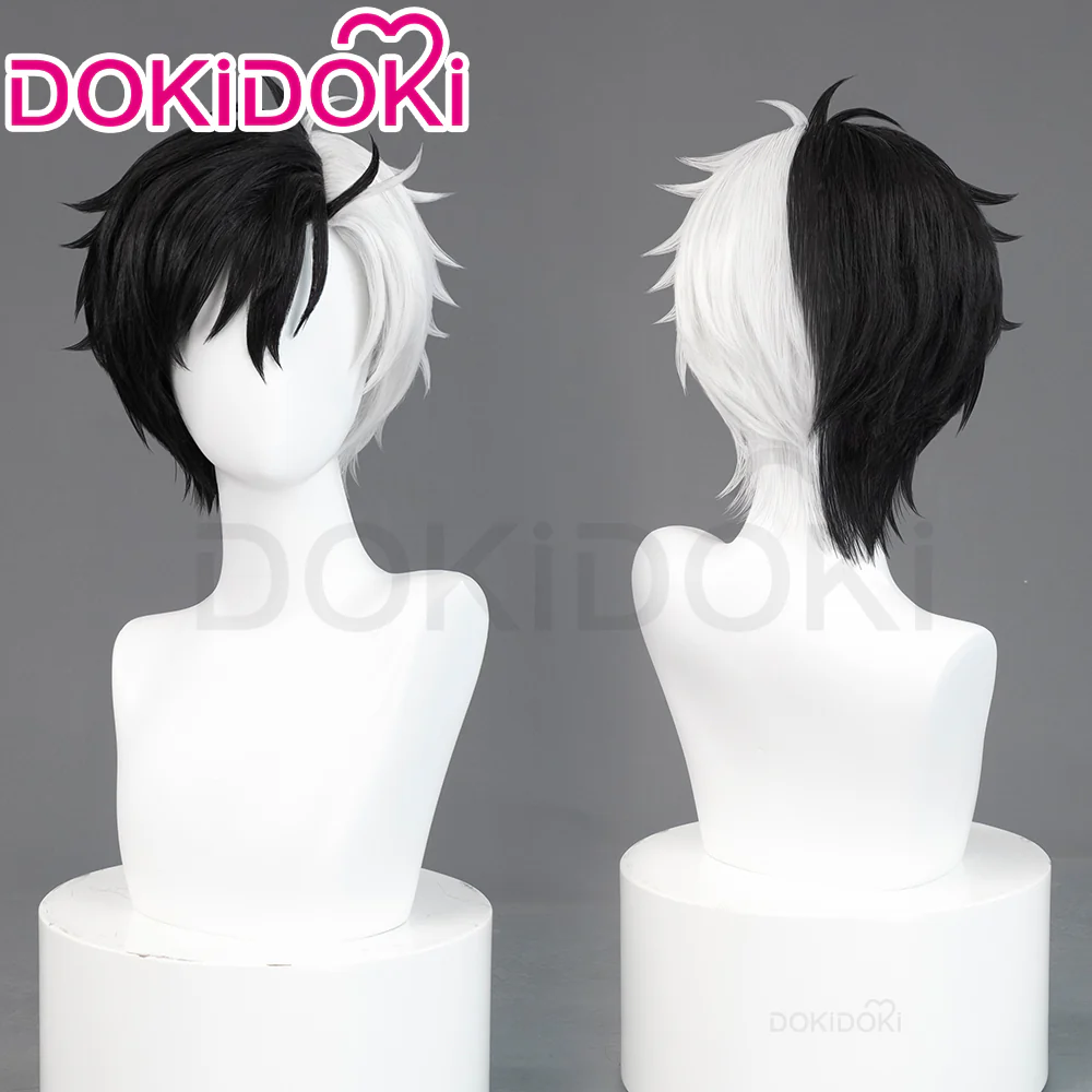 【Ready For Ship】DokiDoki Anime Wind Breaker Cosplay Haruka Sakura Wig Short Straight Black White Hair