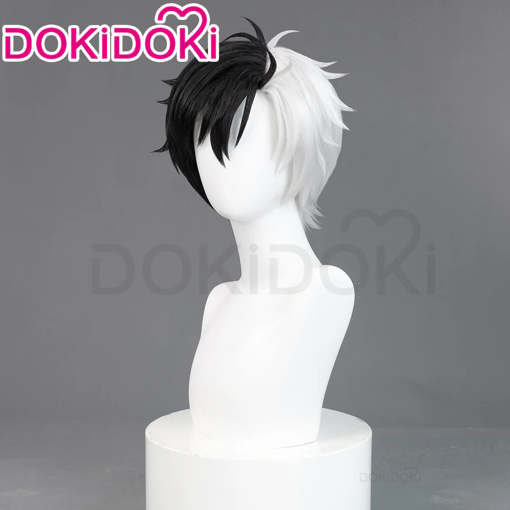 【Ready For Ship】DokiDoki Anime Wind Breaker Cosplay Haruka Sakura Wig Short Straight Black White Hair - Image 2