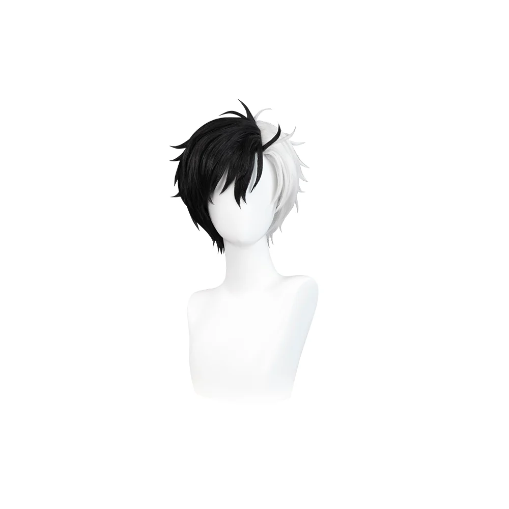 【Ready For Ship】DokiDoki Anime Wind Breaker Cosplay Haruka Sakura Wig Short Straight Black White Hair - Image 5