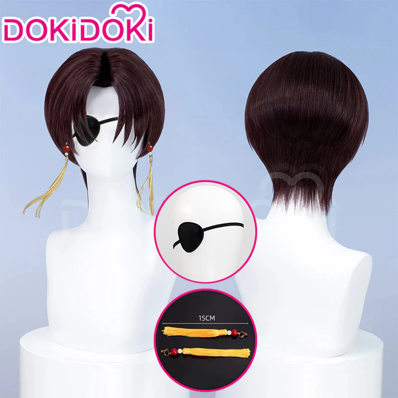 【Ready For Ship】DokiDoki Anime Wind Breaker Cosplay Hayato Suō  Wig / Earrings / Eyepatch Short Straight Brown Hair Hayato Suo