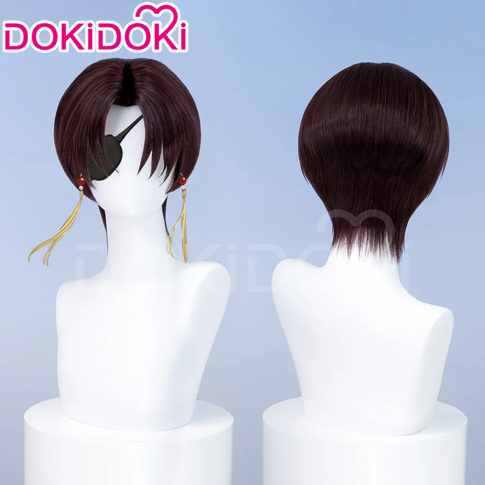 【Ready For Ship】DokiDoki Anime Wind Breaker Cosplay Hayato Suō  Wig / Earrings / Eyepatch Short Straight Brown Hair Hayato Suo - Image 2