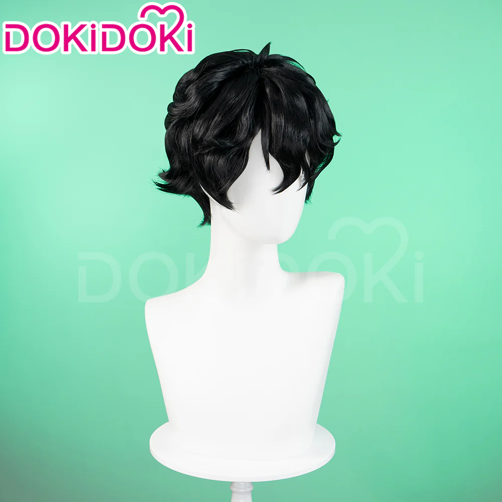 【Ready For Ship】DokiDoki Anime Wind Breaker Cosplay Yamato Endo Wig Short Curly Black Hair - Image 2