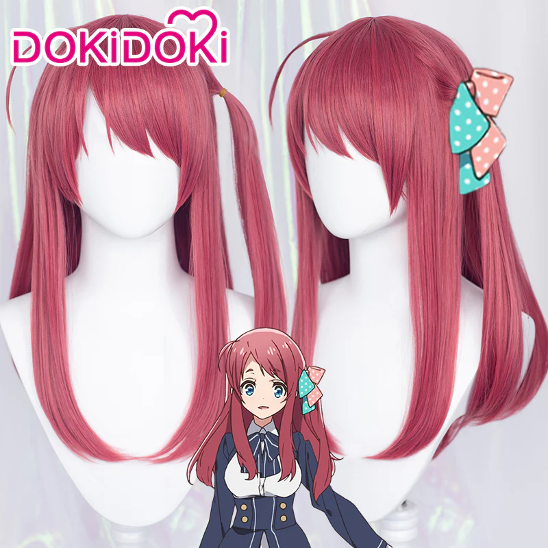 【Ready For Ship】DokiDoki Anime ZOMBIE LAND SAGA Cosplay Minamoto Sakura Wig  Wine Red Long  Straight