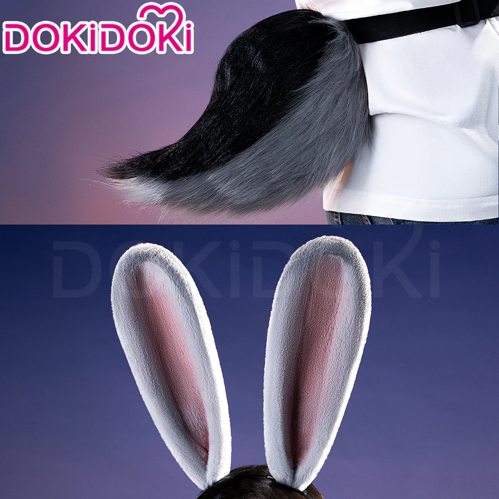 【Ready For Ship】DokiDoki Anime  Cosplay Wig Grey Long Straight Twin Tail / Ear / Tail Rabbit Cute - Image 9