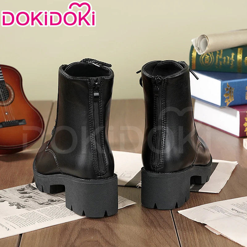 DokiDoki Black Cropped Boots Universal Version Zipper Design Mid Calf Boots - Image 3
