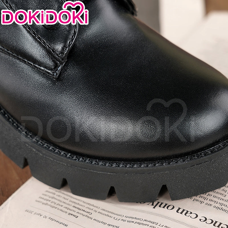 DokiDoki Black Cropped Boots Universal Version Zipper Design Mid Calf Boots - Image 5