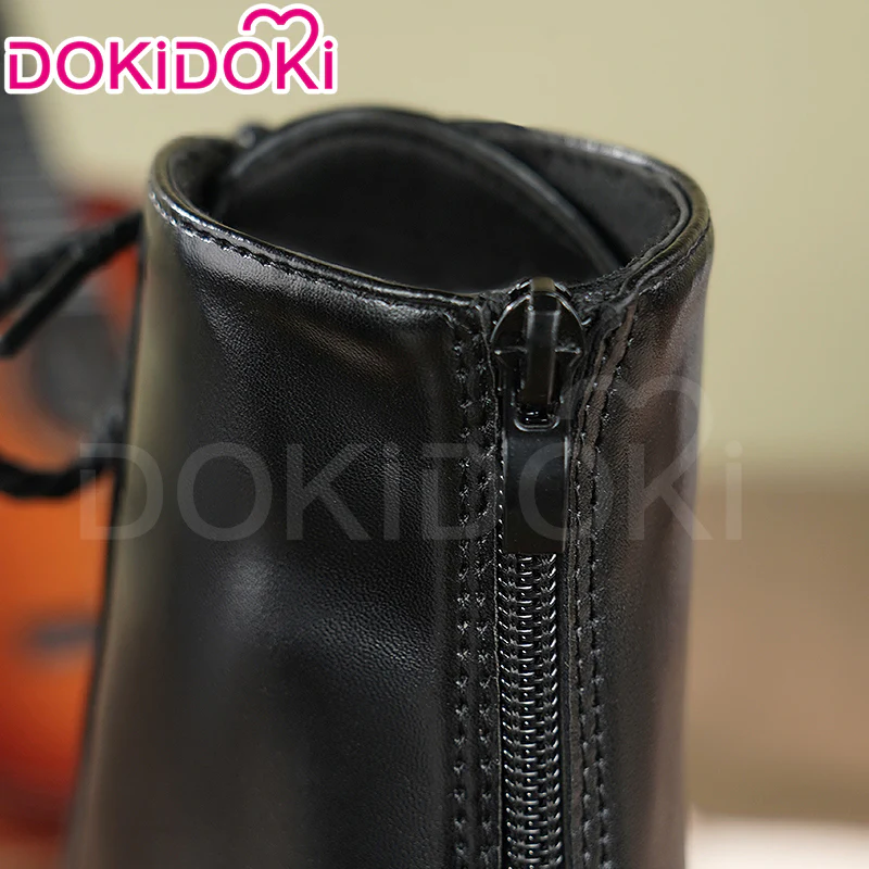 DokiDoki Black Cropped Boots Universal Version Zipper Design Mid Calf Boots - Image 6
