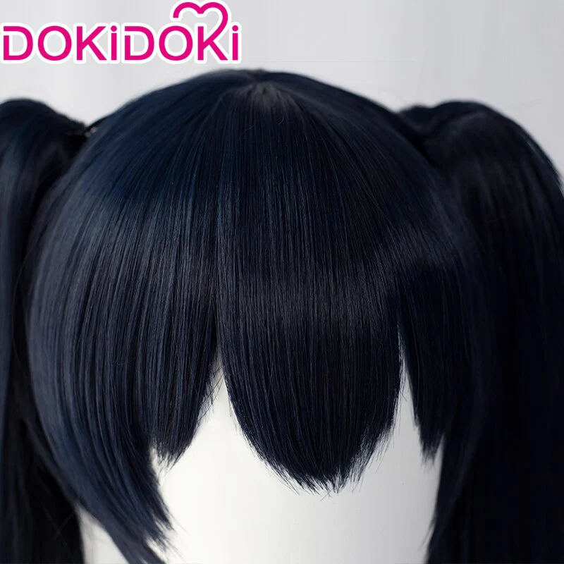 【Ready For Ship】DokiDoki Black Rock Shooter Cosplay Wig  Two Ponytails Hair Long Straight Dark Blue - Image 4