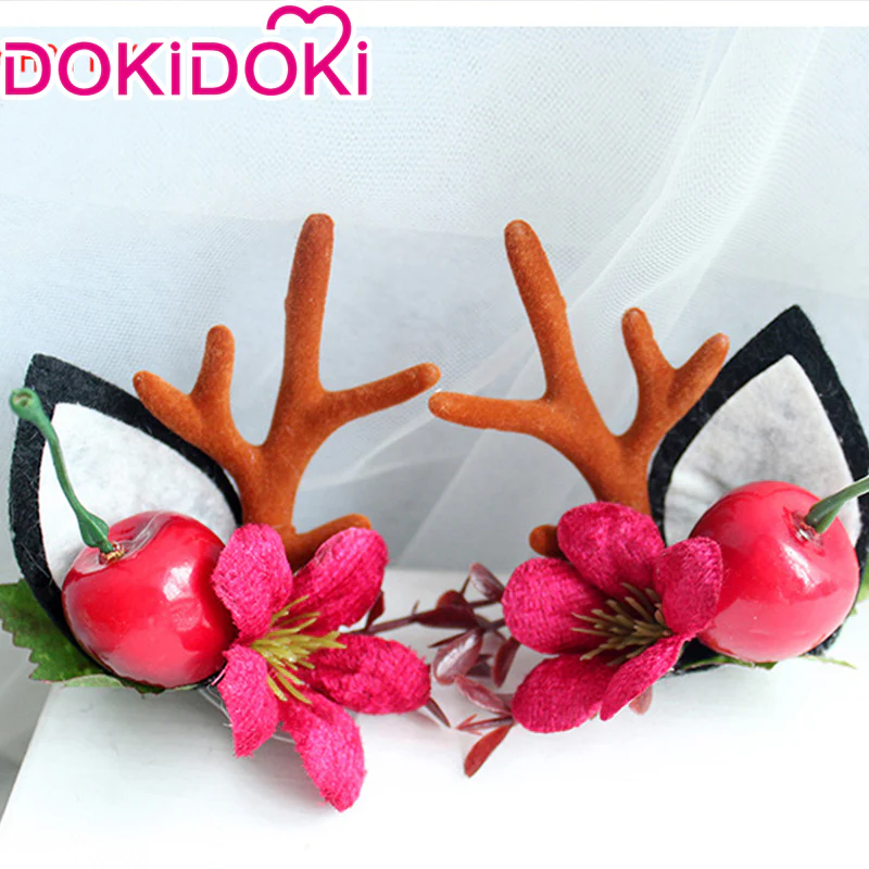 DokiDoki Cosplay Deer Ear Headwear Cute Headband Christmas Antlers Clip Flower Hairpin - Image 10