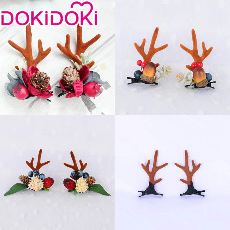 DokiDoki Cosplay Deer Ear Headwear Cute Headband Christmas Antlers Clip Flower Hairpin - Image 2