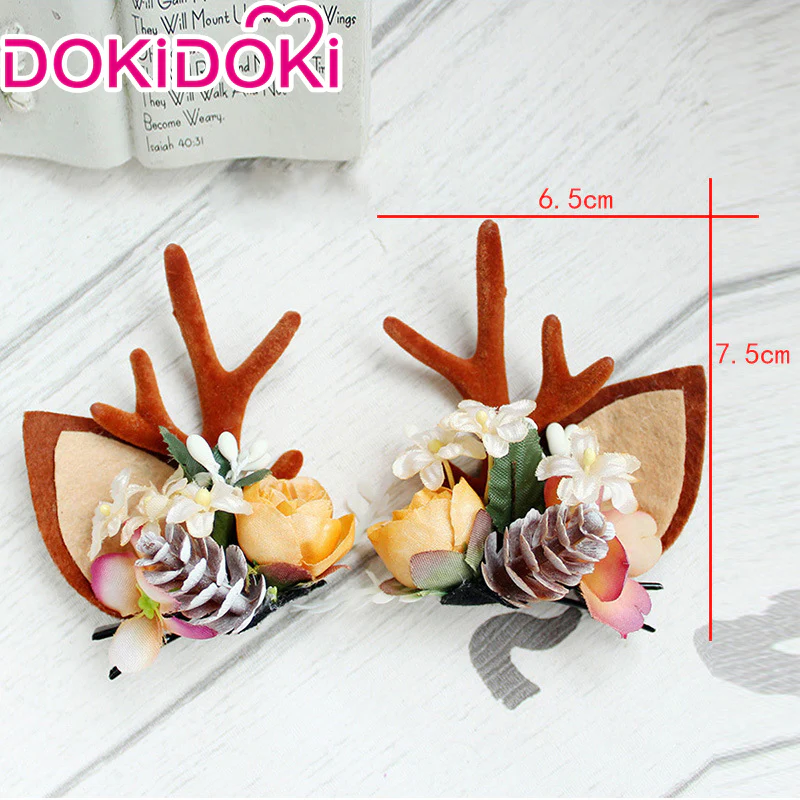 DokiDoki Cosplay Deer Ear Headwear Cute Headband Christmas Antlers Clip Flower Hairpin - Image 4