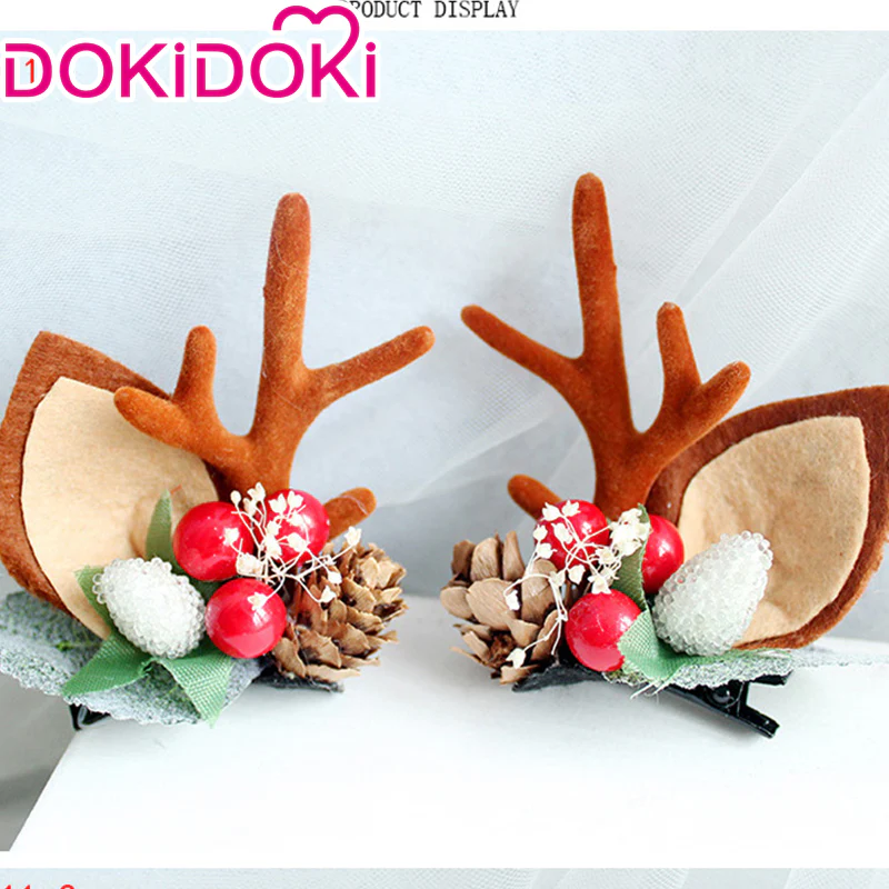 DokiDoki Cosplay Deer Ear Headwear Cute Headband Christmas Antlers Clip Flower Hairpin - Image 5