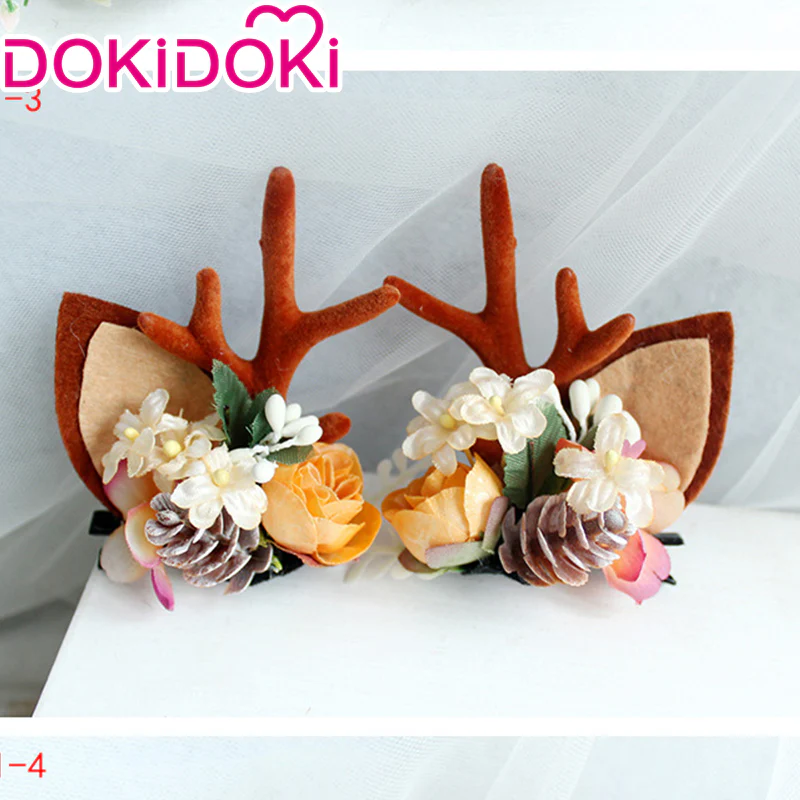 DokiDoki Cosplay Deer Ear Headwear Cute Headband Christmas Antlers Clip Flower Hairpin - Image 7
