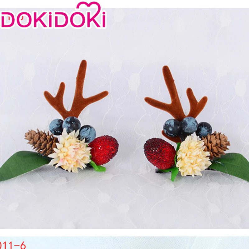 DokiDoki Cosplay Deer Ear Headwear Cute Headband Christmas Antlers Clip Flower Hairpin - Image 9