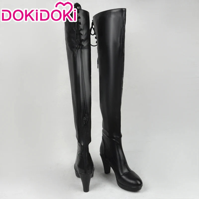 【Partially Ready For Ship】DokiDoki Cosplay Game Cosplay Shoes Black Knee-High Boots - Image 4