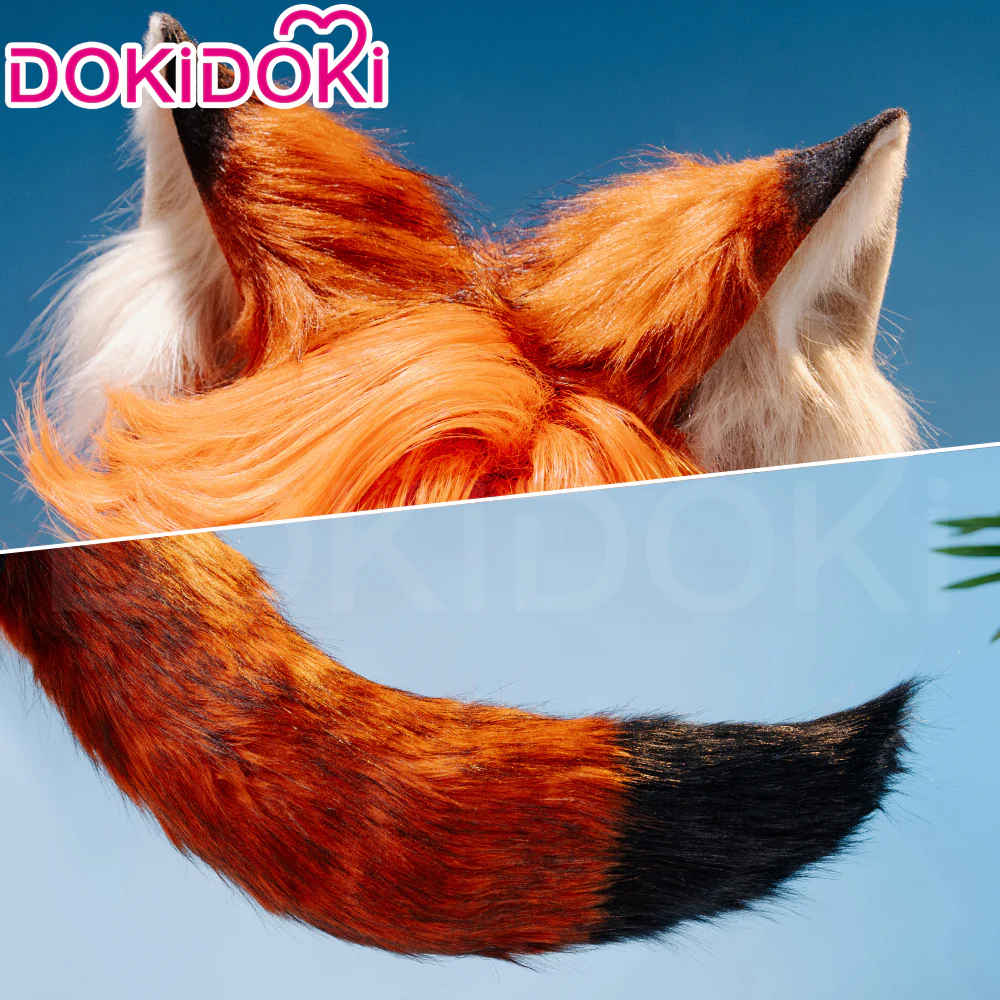 DokiDoki Cosplay Orange Fluffy Ear Tail