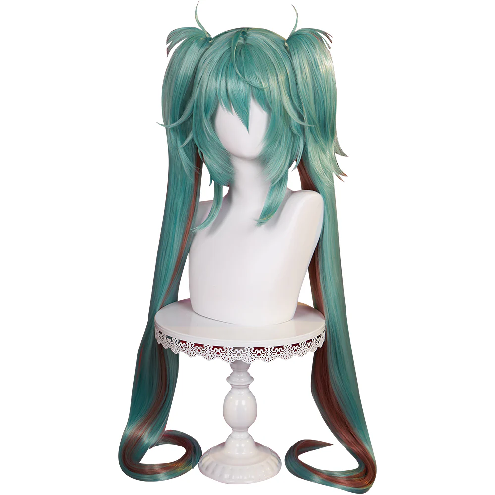 【Ready For Ship】DokiDoki Cosplay Rascal the Raccoon Wig Green Twin Tail Brown Highlight Halloween - Image 4