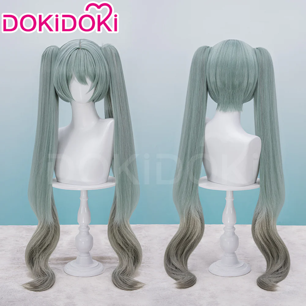 【Ready For Ship】DokiDoki Cosplay Wig Long Curly Dark Green Gradient Hair Twin Ponytails 39Culture 2023 Party