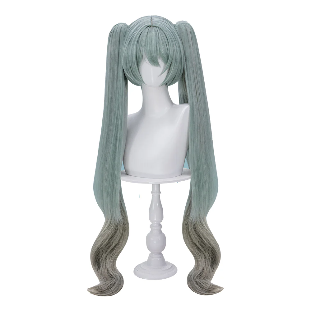 【Ready For Ship】DokiDoki Cosplay Wig Long Curly Dark Green Gradient Hair Twin Ponytails 39Culture 2023 Party - Image 5