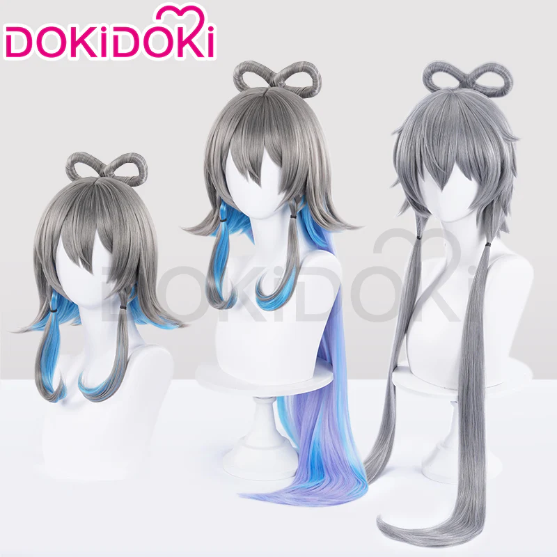 DokiDoki Cosplay Wig Long/Short Straight Grey Blue Wig