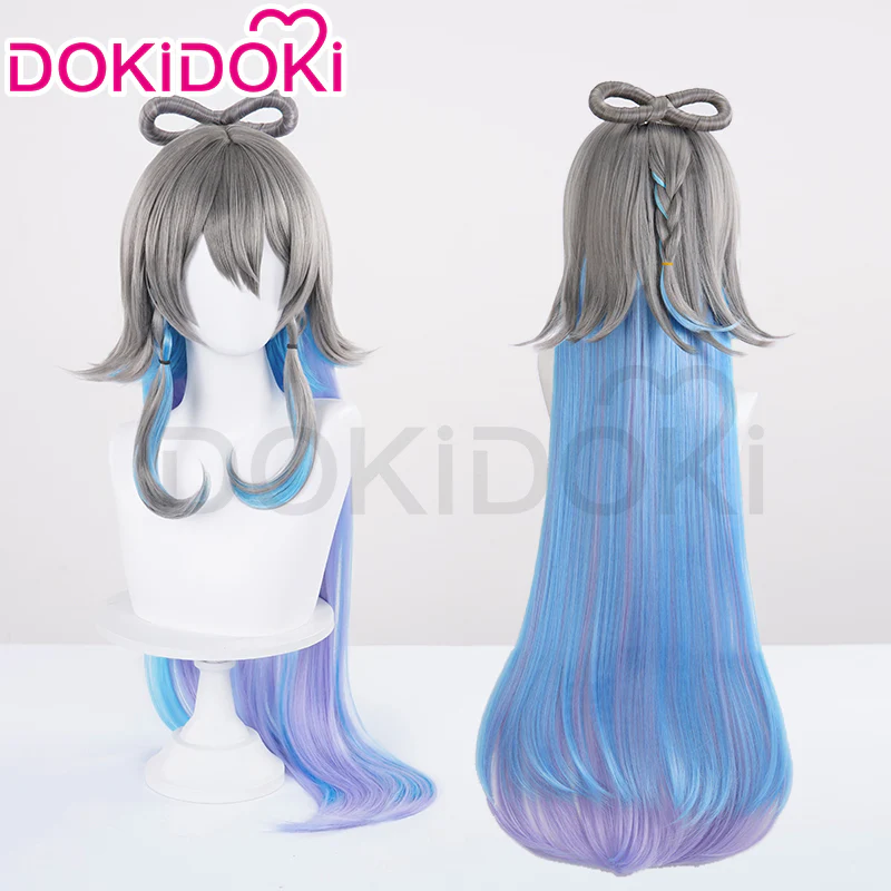 DokiDoki Cosplay Wig Long/Short Straight Grey Blue Wig - Image 3