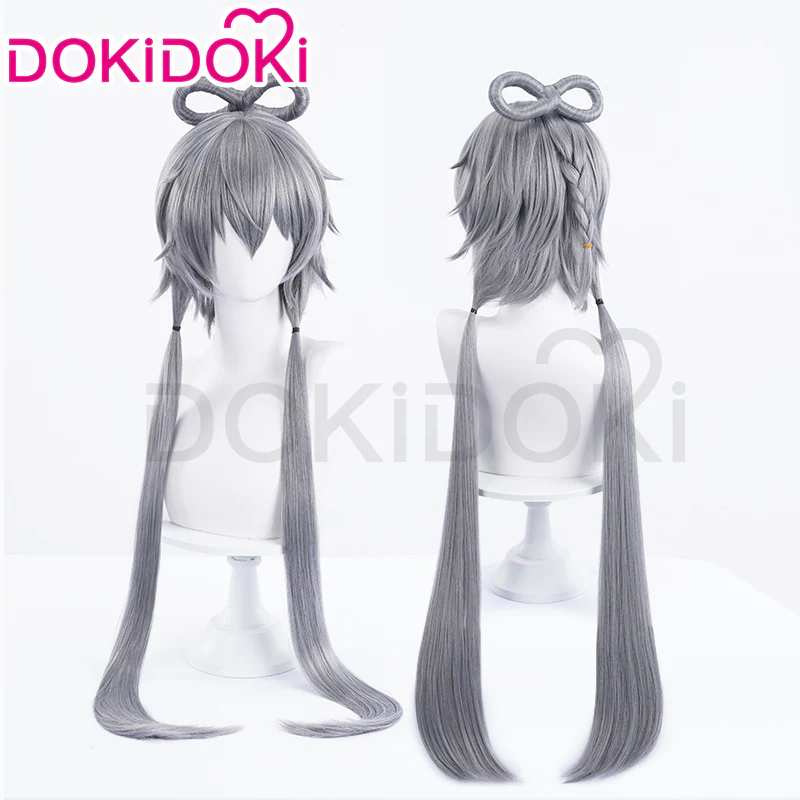 DokiDoki Cosplay Wig Long/Short Straight Grey Blue Wig - Image 4