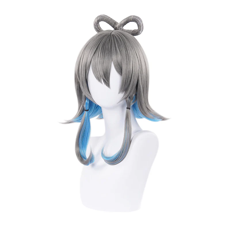 DokiDoki Cosplay Wig Long/Short Straight Grey Blue Wig - Image 6