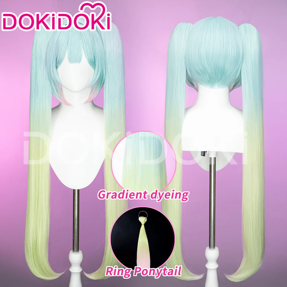 DokiDoki Cosplay Wig Matcha Long Straight Blue Green Gradient Hair