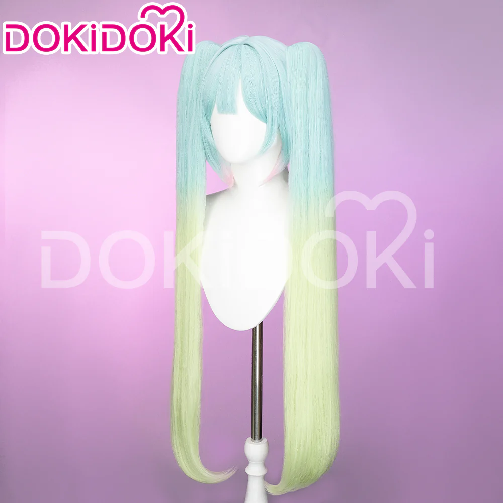 DokiDoki Cosplay Wig Matcha Long Straight Blue Green Gradient Hair - Image 2