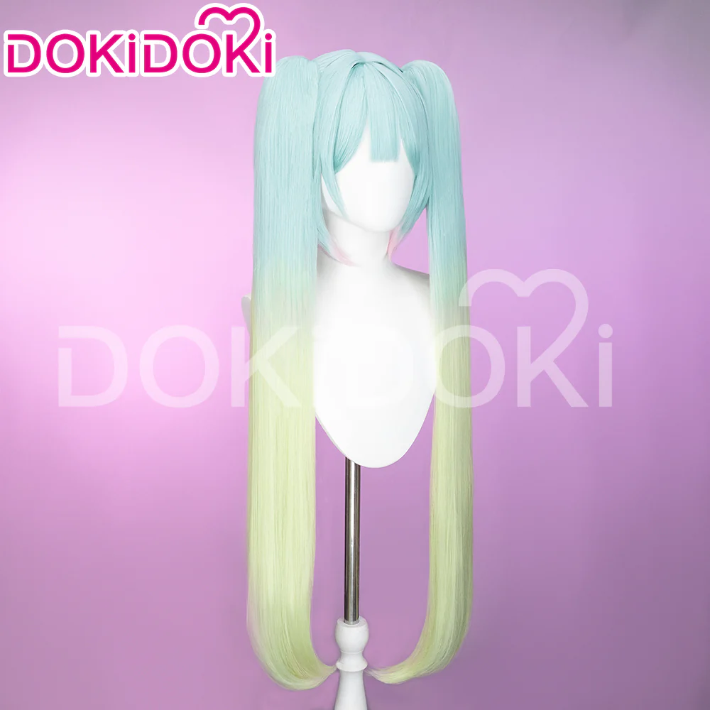 DokiDoki Cosplay Wig Matcha Long Straight Blue Green Gradient Hair - Image 3
