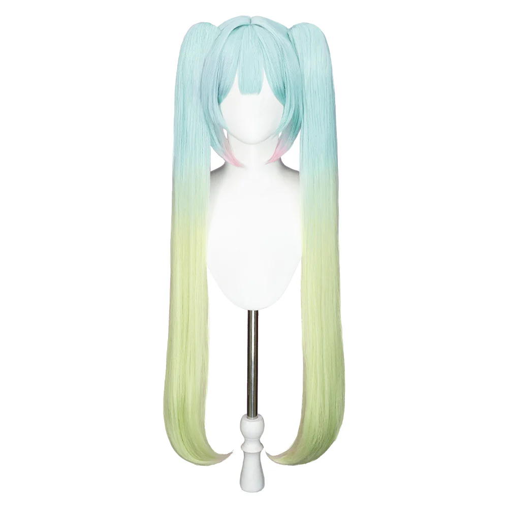 DokiDoki Cosplay Wig Matcha Long Straight Blue Green Gradient Hair - Image 5