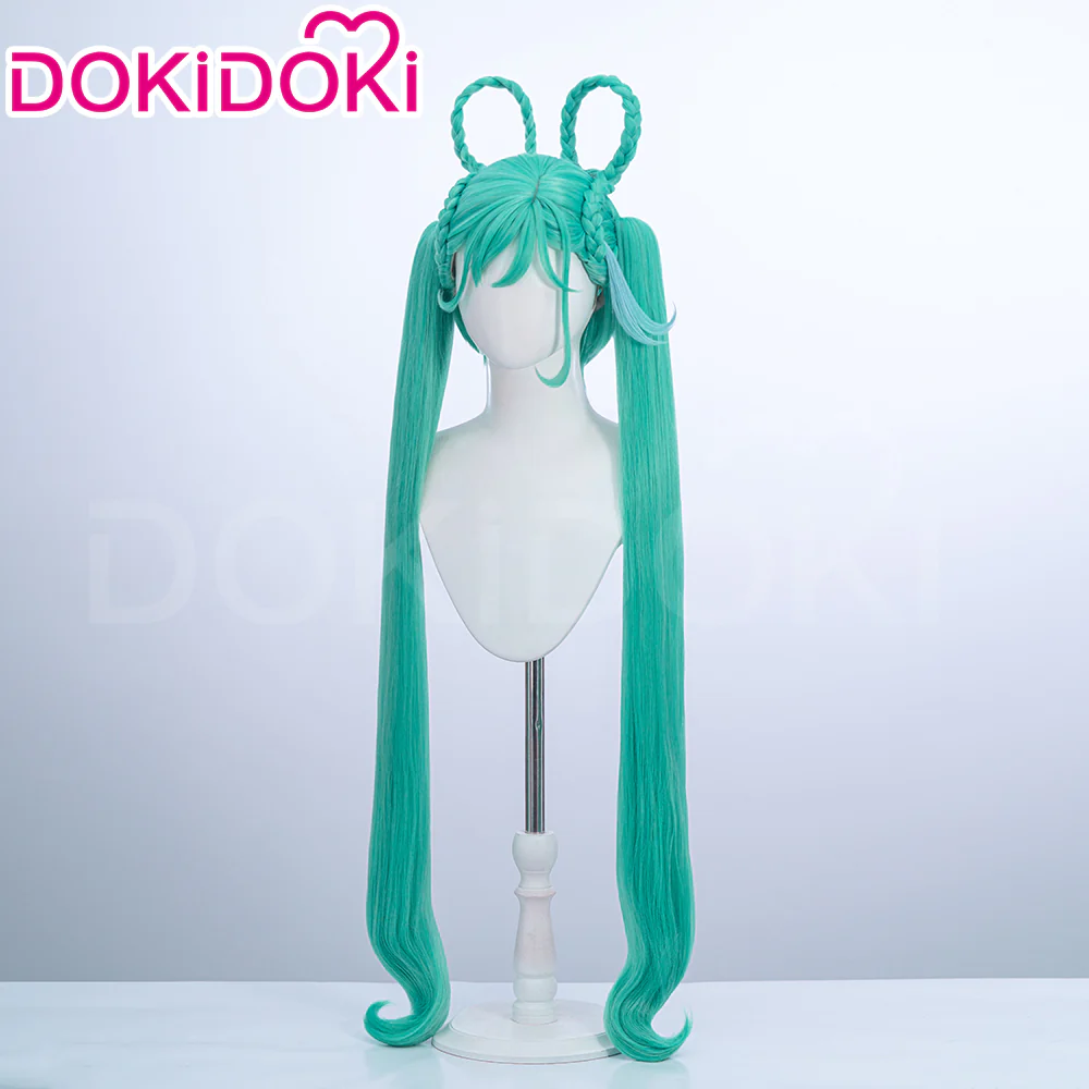 【Ready For Ship】DokiDoki Cosplay Women 2025 Version Wig Long Curly Green Hair Twin Ponytails - Image 2