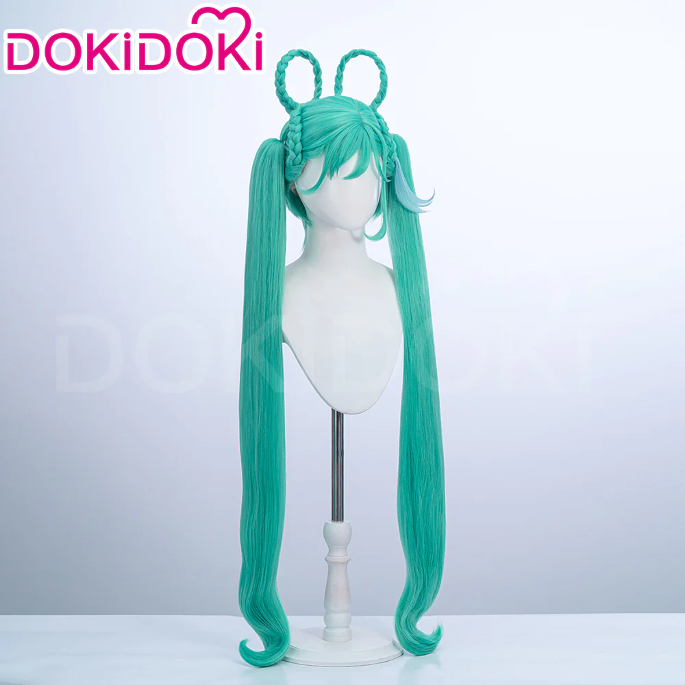 【Ready For Ship】DokiDoki Cosplay Women 2025 Version Wig Long Curly Green Hair Twin Ponytails - Image 3