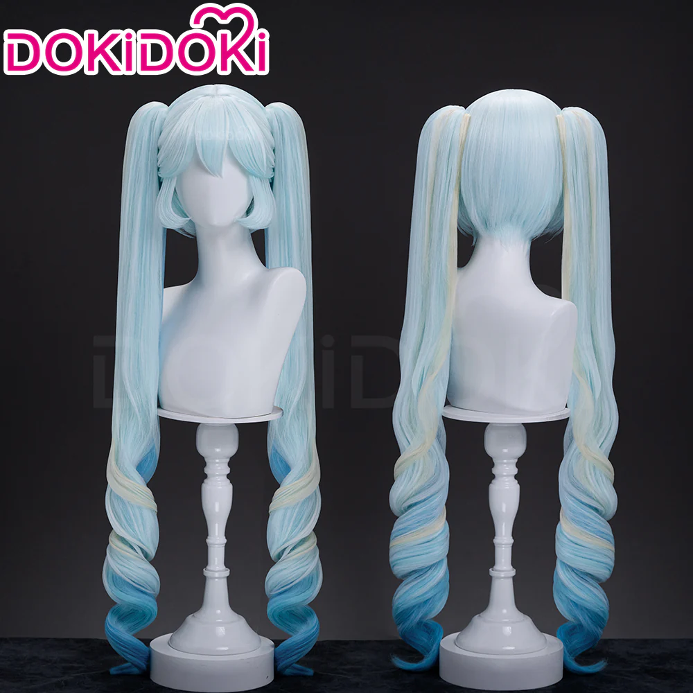 【Ready For Ship】DokiDoki Game 2026 Snow Women Wig Long Curly Blue Green Gradient Hair