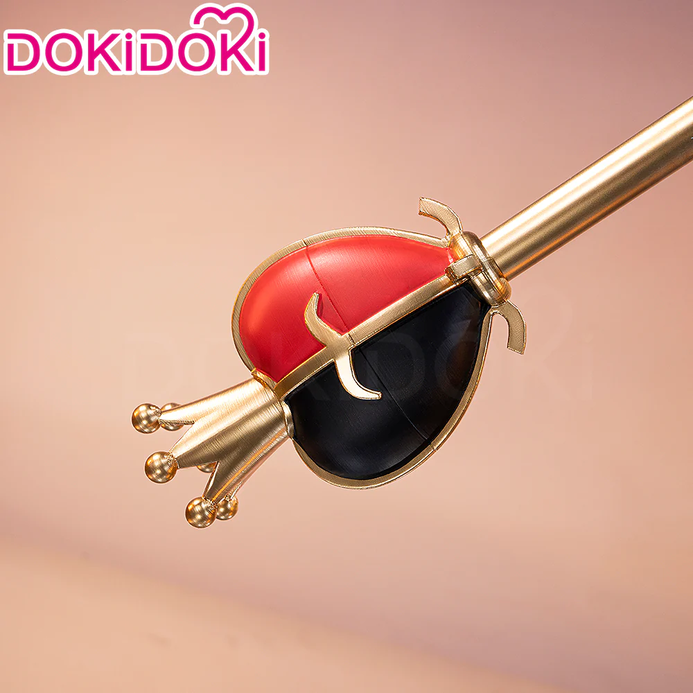 DokiDoki Game Anime Cosplay Red Black Hearts Prop Golden Scepter - Image 2