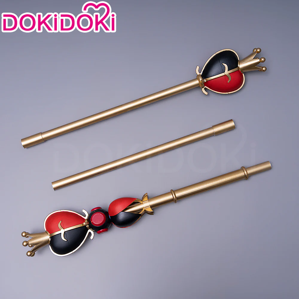DokiDoki Game Anime Cosplay Red Black Hearts Prop Golden Scepter - Image 3