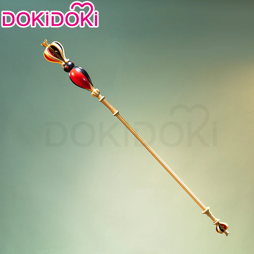 DokiDoki Game Anime Cosplay Red Black Hearts Prop Golden Scepter