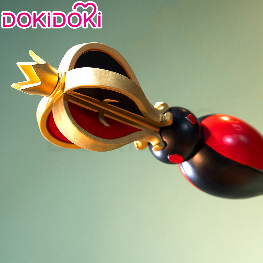 DokiDoki Game Anime Cosplay Red Black Hearts Prop Golden Scepter - Image 2