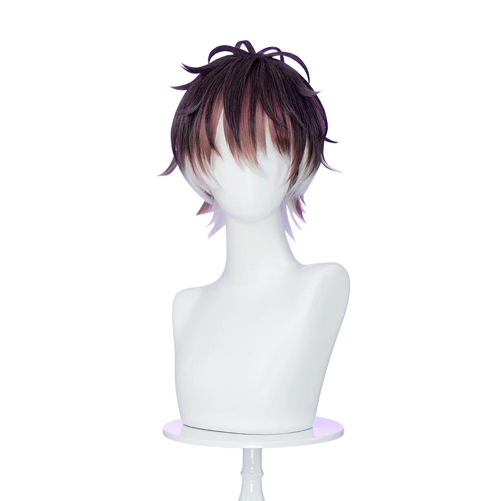 【Ready For Ship】DokiDoki Game Anime Diabolik Lovers Cosplay Mukami Ruki Wig Short Straight Brown Purple Hair - Image 2
