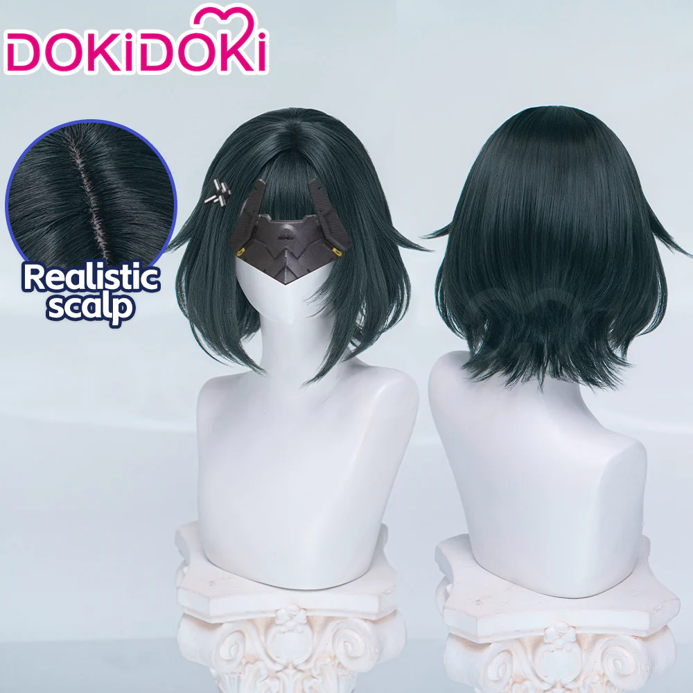 【Black Ver Ready For Ship】DokiDoki Game Arknights: Endfield Cosplay Endministrator Female Wig Short Black Green Hair - Image 7