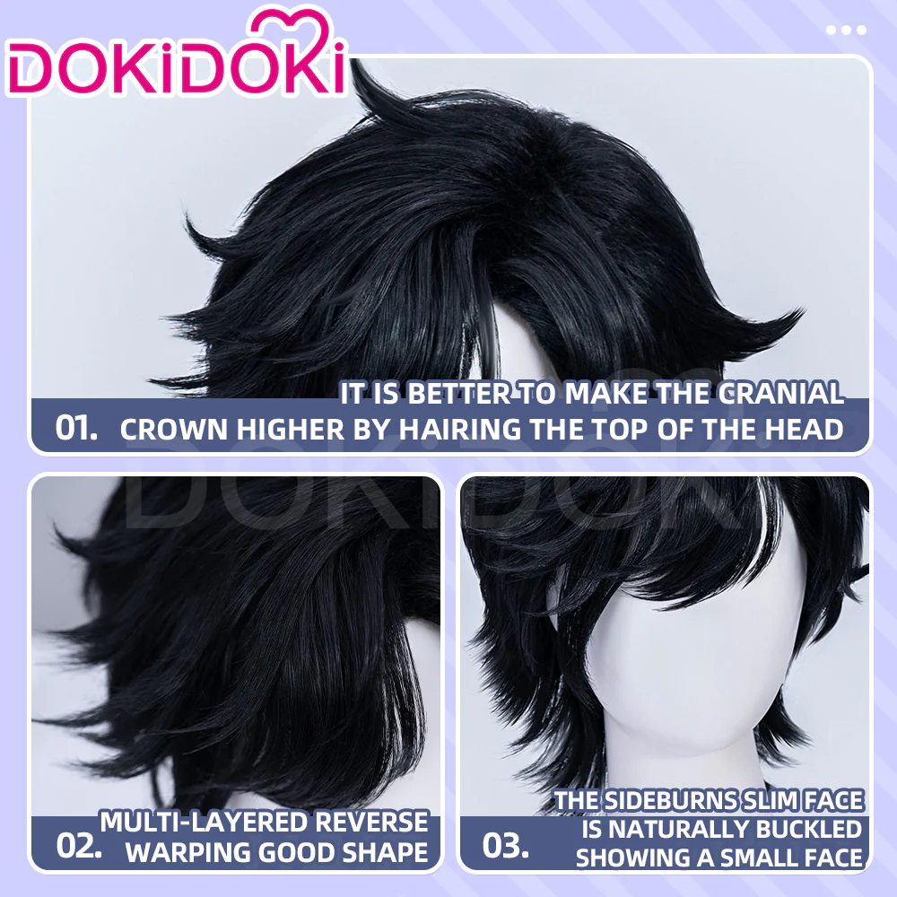 DokiDoki Game Arknights: Endfield Cosplay Endministrator Male Wig Short Black Hair - Image 4