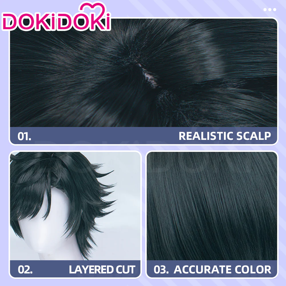 DokiDoki Game Arknights: Endfield Cosplay Endministrator Male Wig Short Black Hair - Image 9
