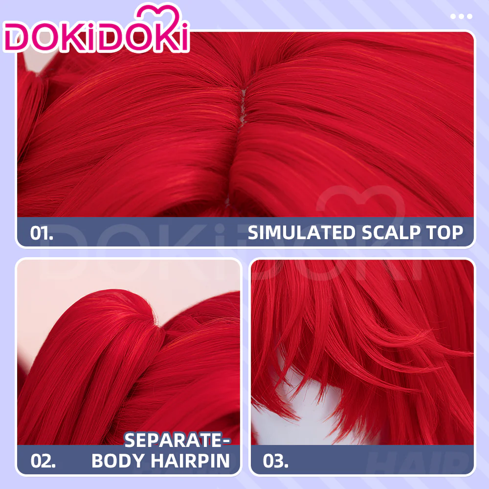 【Ready For Ship】DokiDoki Game Arknights Cosplay Exusiai the New Covenant Wig Short Red - Image 6