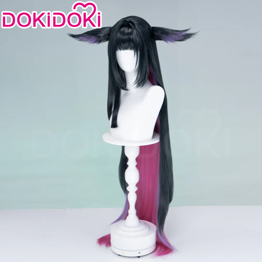【Ready For Ship】DokiDoki Game Arknights Cosplay Mio Wig Long Straight Light Black Purple Pink Raspberry Hair - Image 2