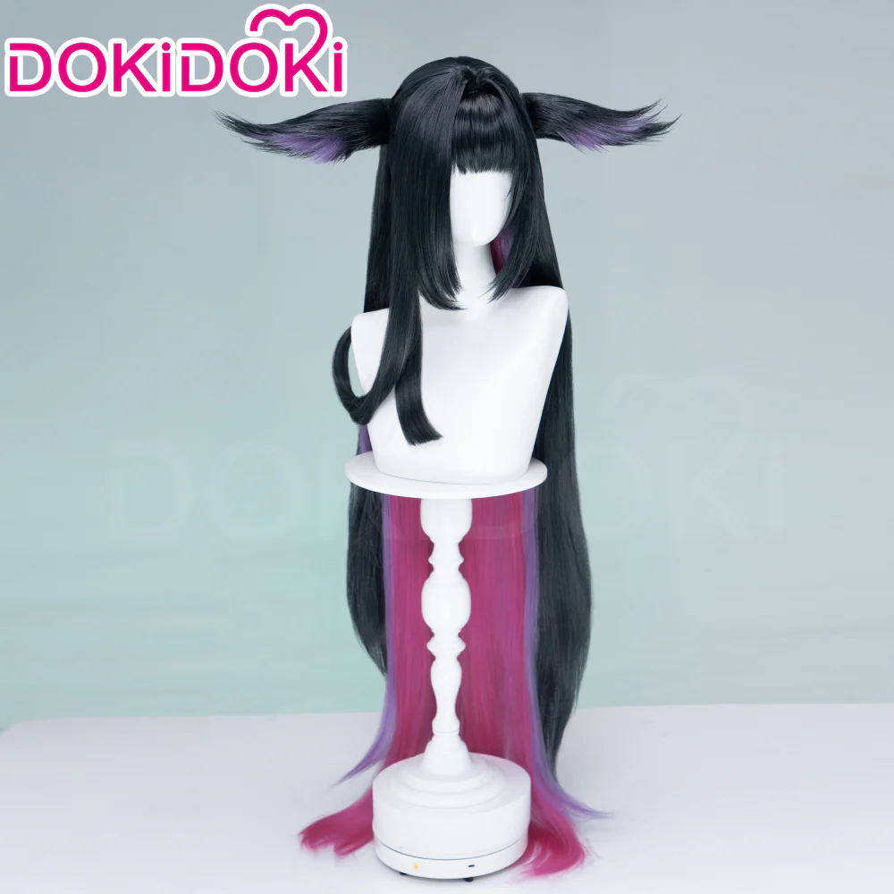 【Ready For Ship】DokiDoki Game Arknights Cosplay Mio Wig Long Straight Light Black Purple Pink Raspberry Hair - Image 3