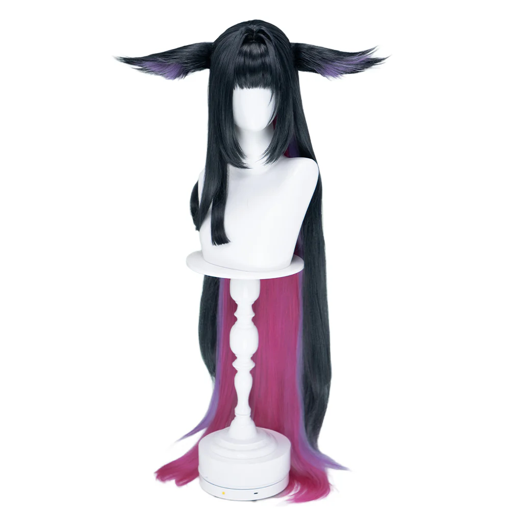 【Ready For Ship】DokiDoki Game Arknights Cosplay Mio Wig Long Straight Light Black Purple Pink Raspberry Hair - Image 5