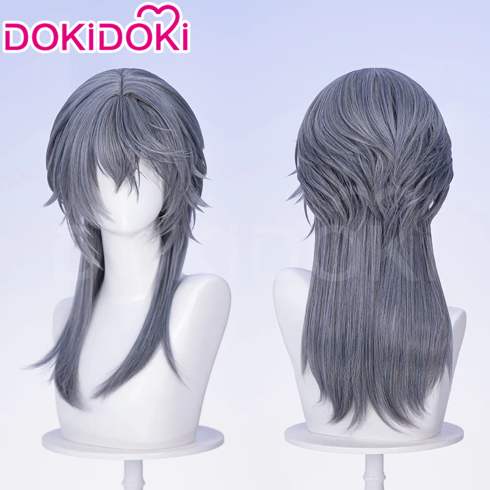 【Ready For Ship】DokiDoki Game Arknights Cosplay Logos Wig Long Straight Blue Grey Hair